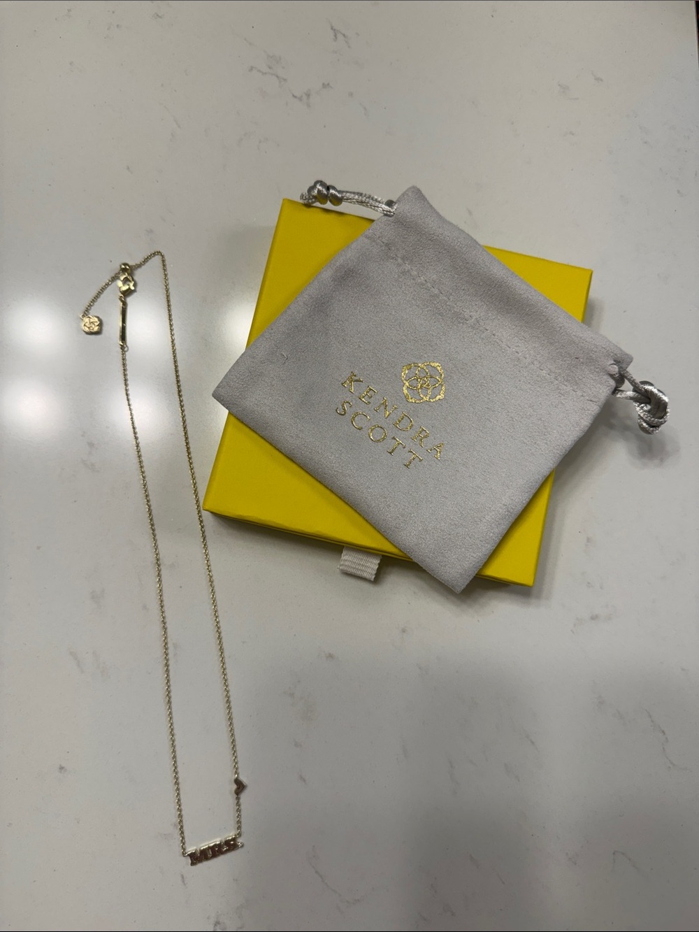 Kendra Scott Gold 'MRS' Bar Pendant Necklace - Picture 2 of 4